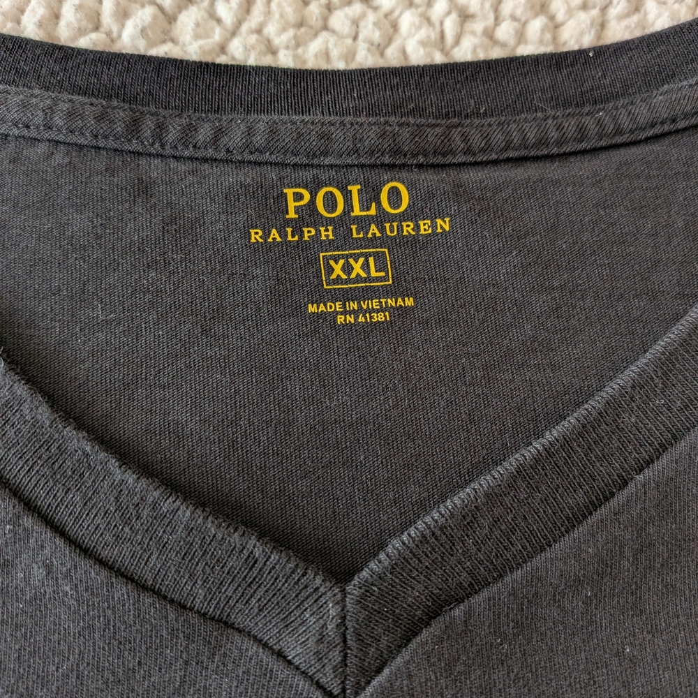 Polo Ralph Lauren V Neck T Shirt Black Red Pony XXL - Picture 8 of 8